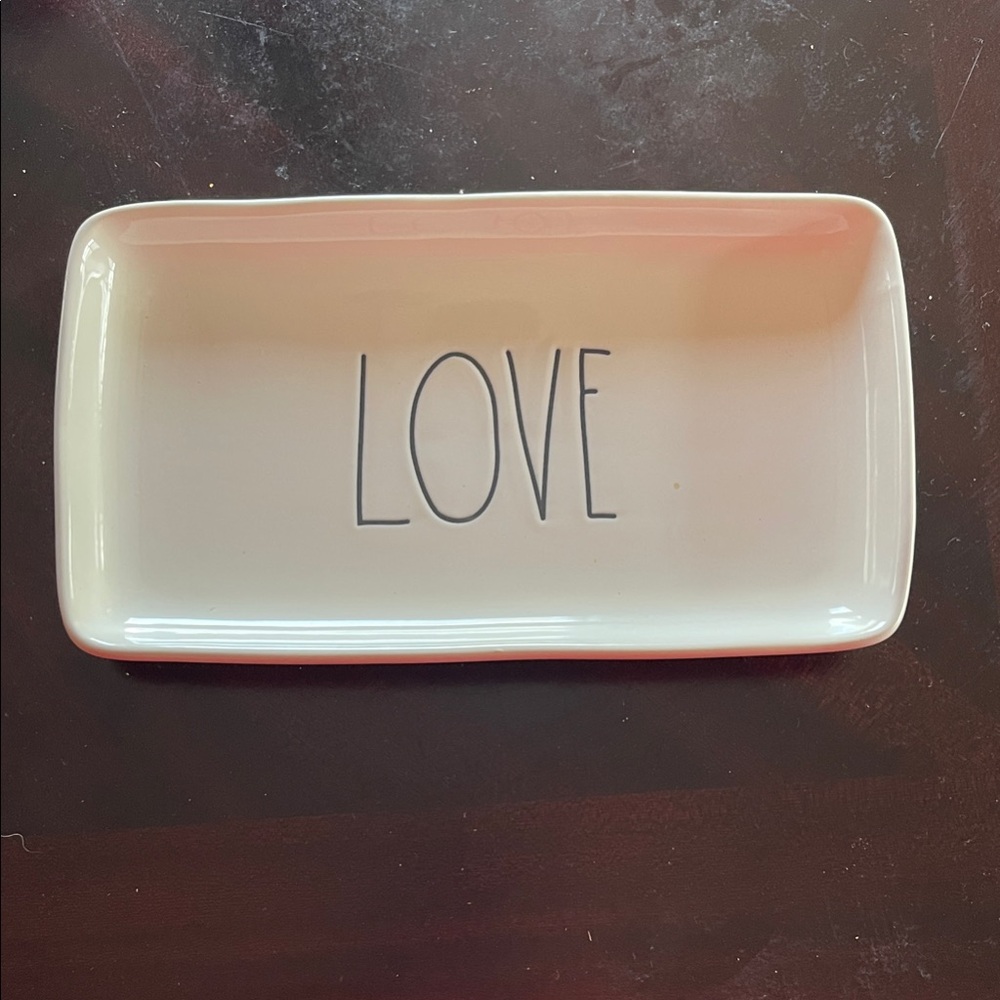 Rae Dunn Rectangle Serving Tray with 'LOVE' Text